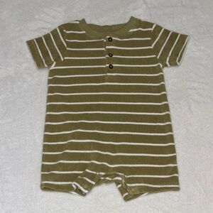 (3 for $10) George Striped Green and White Baby Romper